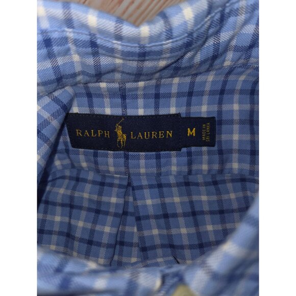 Ralph Lauren Mens Blue Plaid Button-Down Shirt Medium - Picture 5 of 7